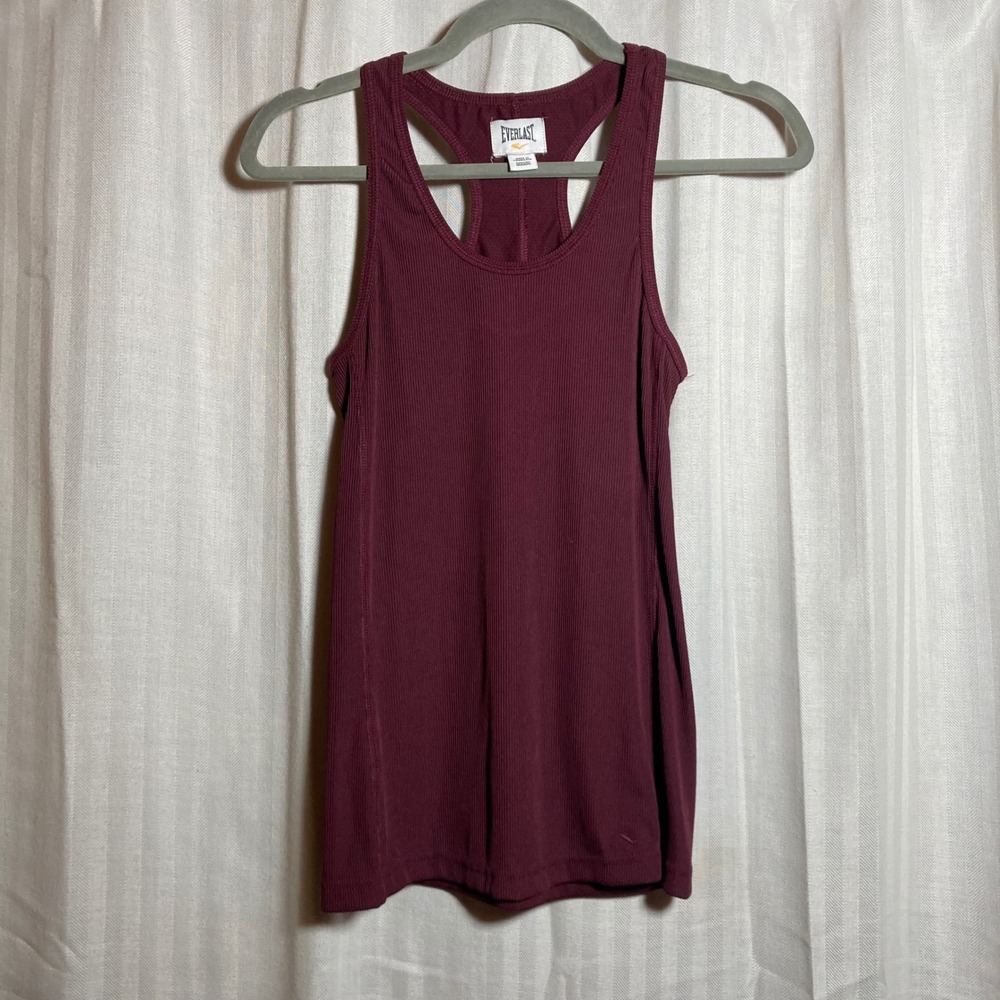 Everlast Womens Ribbed Racerback Tank Top Burgundy Maroon Athletic Gym Shirt M